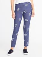 Old Navy Womens Mid-rise Pixie Ankle Pants For Women Chambray Print Size 0
