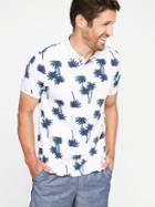 Old Navy Mens Printed Built-in Flex Pro Polo For Men Blue Palm Print Size S