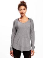 Old Navy Go Dry Loose Fit Hooded Tunic For Women - Heather Gray