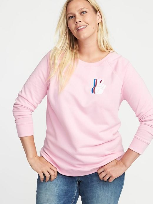 Old Navy Womens Relaxed Plus-size Graphic French-terry Sweatshirt Peace Hand Sign Size 3x