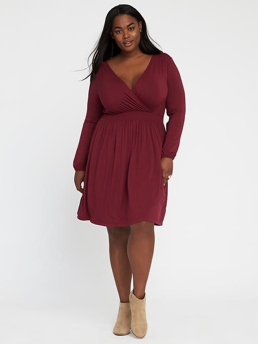 Old Navy Womens Plus-size Wrap-front Smocked-waist Dress Gosh Garnet Size 4x