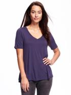Old Navy Relaxed Drapey V Neck Tee For Women - Purple Inertia Poly