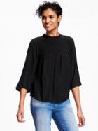 Old Navy Lace Front Banded Collar Blouse - Blackjack