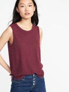 Old Navy Womens Relaxed High-neck Linen-blend Tank For Women Wine Purple Size Xs