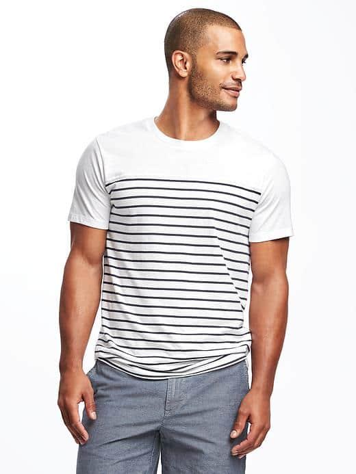 Old Navy Soft Washed Seamed Yoke Tee For Men - Bright White