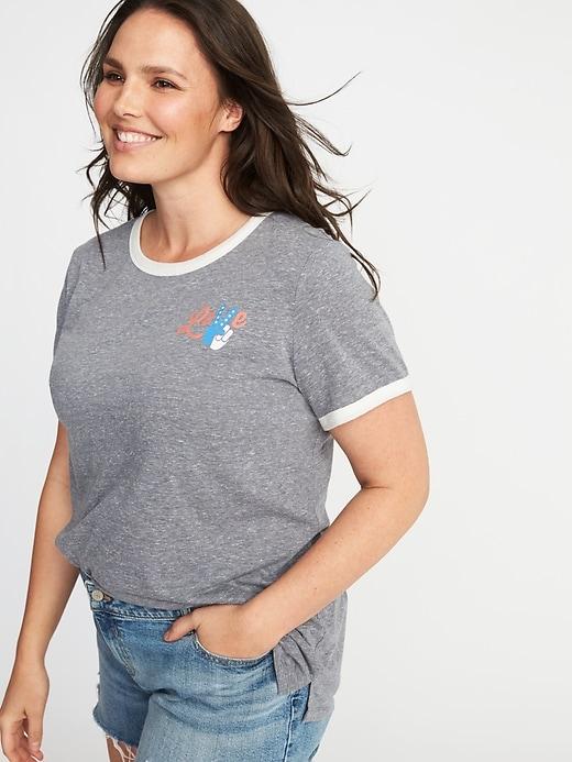 Old Navy Womens Plus-size Graphic Ringer Tee Heather Gray Size 3x