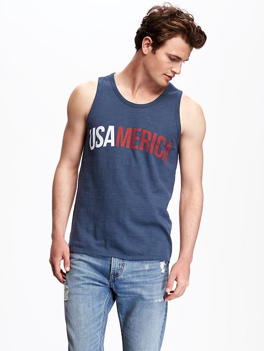 Old Navy Slub Knit Americana Graphic Tank For Men - Ink Blue