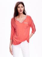 Old Navy Oversized Embroidered Dolman Sleeve Top - Briquette