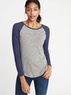 Old Navy Womens Relaxed Plush-knit Raglan Tee For Women Lost At Sea Navy Size Xs