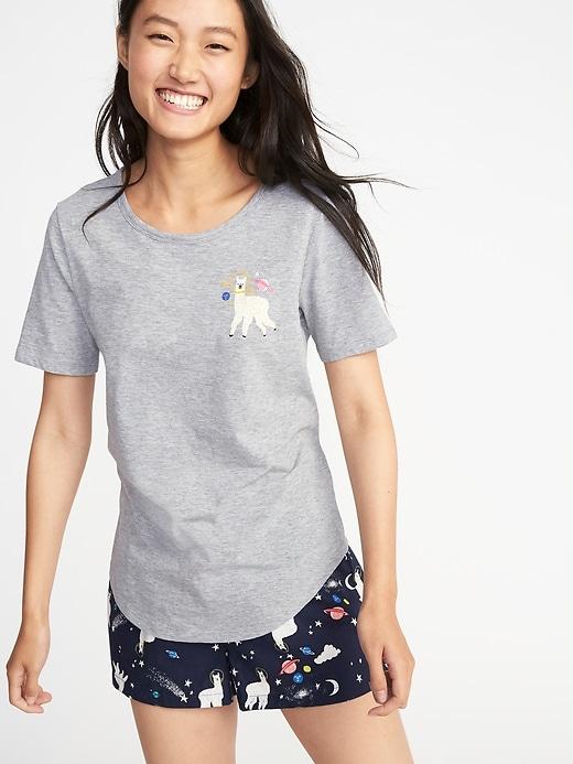 Old Navy Womens Graphic Slub-knit Sleep Tee For Women Space Llama Size Xs