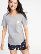 Old Navy Womens Graphic Slub-knit Sleep Tee For Women Space Llama Size Xs