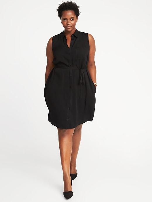 Old Navy Womens Sleeveless Plus-size Swing Shirt Dress Black Size 2x