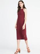 Old Navy Womens Sleeveless High-neck Midi Dress For Women Maroon Jive Size S