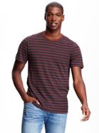 Old Navy Linen Blend Crew Neck Tee For Men - Burgundy Stripe