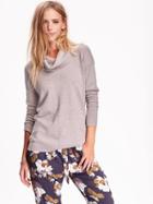 Old Navy Womens Cowl Neck Tunic Sweater Size L Petite - Stone