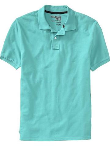 Old Navy Mens New Short Sleeve Pique Polos - Cenote Blue
