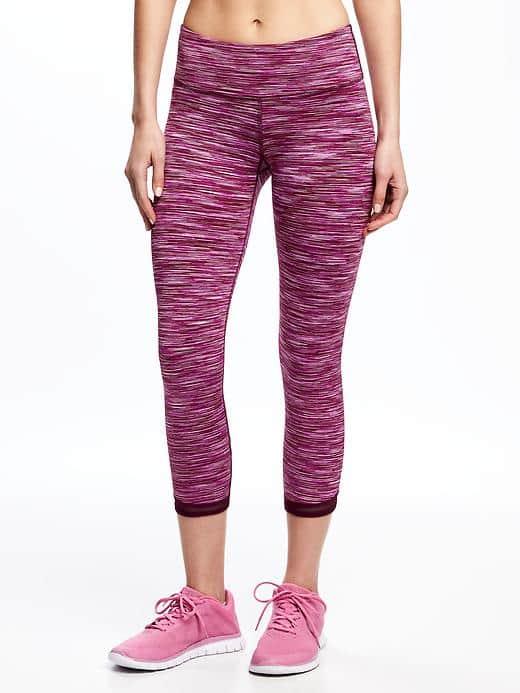 Old Navy Go Dry Cool Mid Rise Space Dye Cropped Leggings For Women - Winter Wine