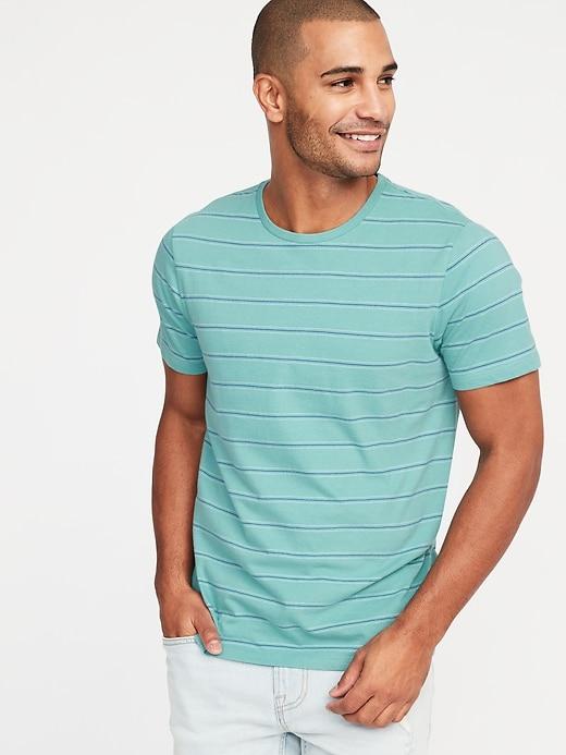 Striped Soft-washed Crew-neck Tee For Men