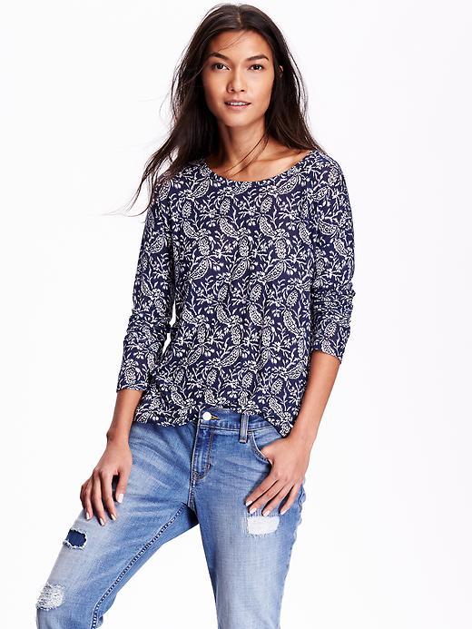 Old Navy Supersoft Cocoon Tunic Top Size L Tall - Navy Blue Print