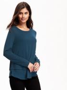 Old Navy Relaxed Chiffon Hem Sweater Knit Tee For Women - Teal Next Time