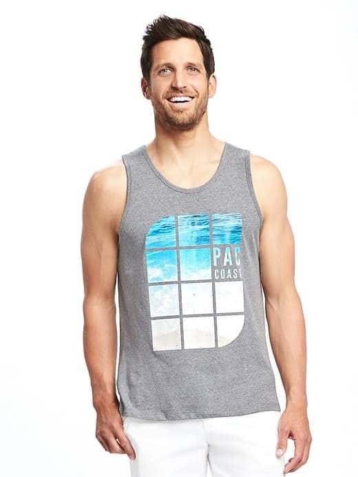 Old Navy Graphic Tank For Men - Heather Gray