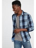 Old Navy Mens Regular-fit Heavyweight Twill Shirt For Men Blue Plaid Size Xs