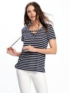 Old Navy Slub Knit Lace Up Tunic Tee For Women - Navy Stripe