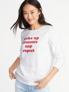 Old Navy Womens Relaxed Graphic Vintage Sweatshirt For Women Wake Up, Presents, Nap, Repeat Size Xl