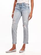 Old Navy Womens Boyfriend Straight Distressed Jeans For Women Light Authentic Size 8