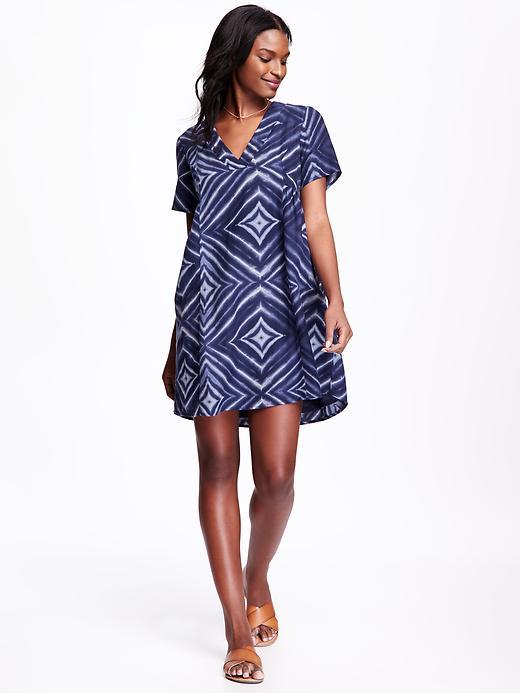 Old Navy Printed Swing Dress For Women - Blue Combo
