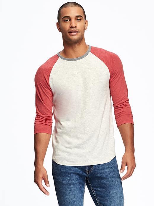 Old Navy Slub Knit Baseball Tee For Men - Oatmeal Heather