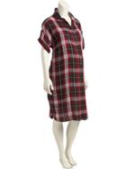 Old Navy Plaid Cocoon Shirt Dress Size L - Red Plaid