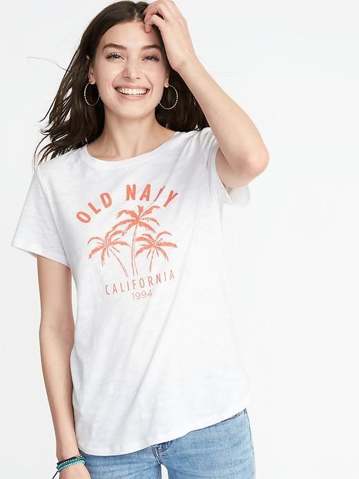 Old Navy Womens Everywear Logo-graphic Crew-neck Tee For Women Calla Lilies Size Xxl