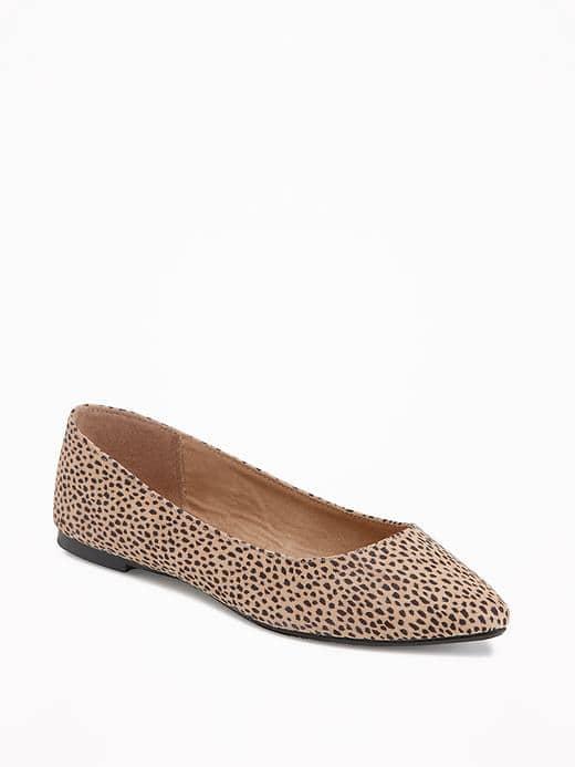 Old Navy Sueded Pointy Ballet Flats For Women - Cheetah