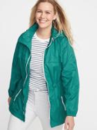Water-resistant Plus-size Hooded Windbreaker