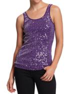 Old Navy Womens Sequin Front Jersey Tanks - Purple Majesty