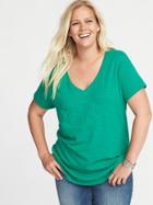 Old Navy Womens Everywear Plus-size Slub-knit Tee Phosphor Green Size 1x