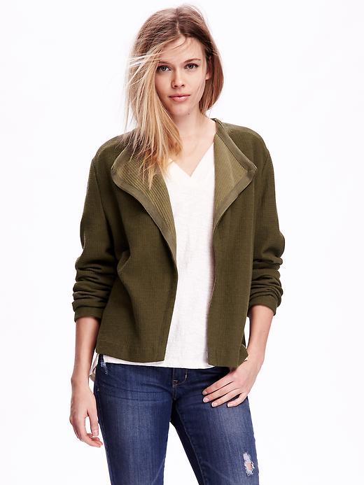 Old Navy Open Front Moto Fleece - Pasture Present
