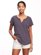 Old Navy Relaxed Rolled Cuff Tee For Women - Navy Stripe