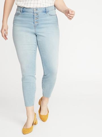 High-rise Secret-slim Pockets Button-fly Plus-size Rockstar Ankle Jeans