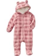 Old Navy Performance Fleece Bear One Piece - Pink Plaid