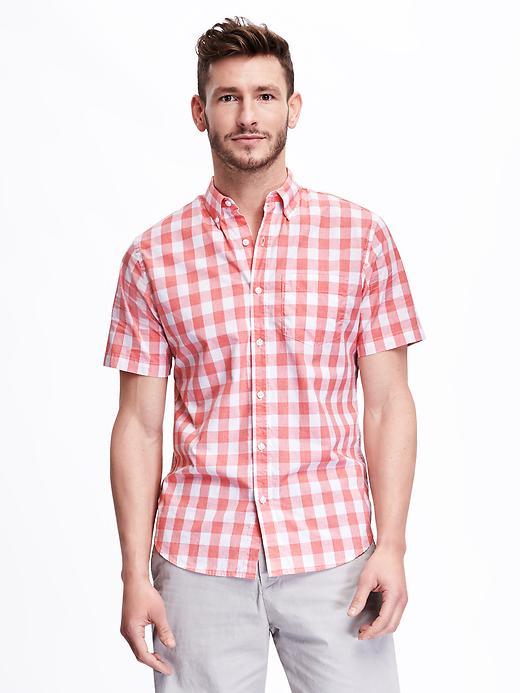 Old Navy Slim Fit Short Sleeved Oxford Shirt For Men - Mango Magic