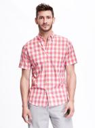 Old Navy Slim Fit Short Sleeved Oxford Shirt For Men - Mango Magic