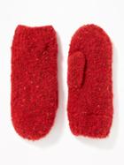 Old Navy Womens Boucl Mittens For Women Red Size One Size