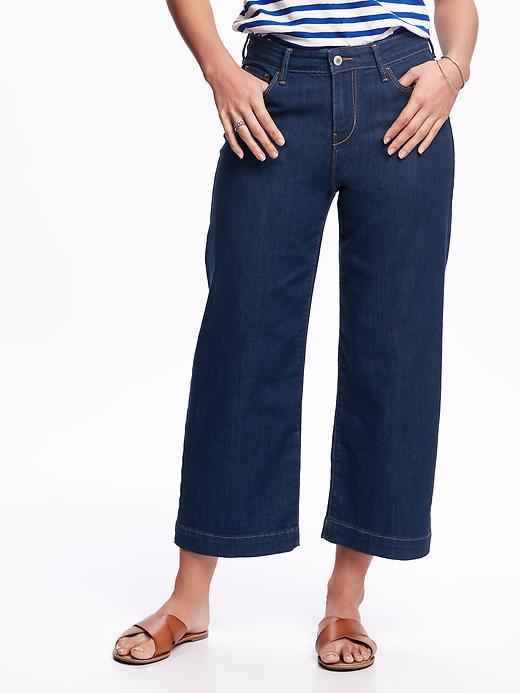 Old Navy High Rise Denim Culottes For Women - Dark Wash