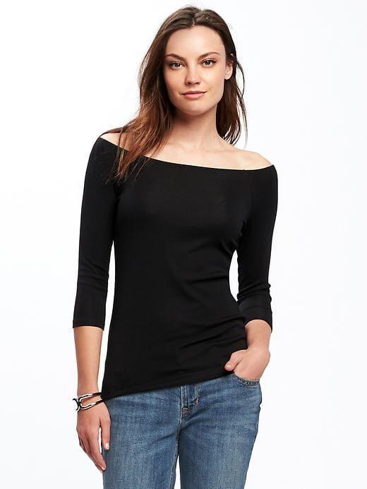Old Navy Womens Semi-fitted Off-shoulder Top For Women Black Size S