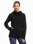 Old Navy Go Warm Performance Fleece Hooded Pullover For Women - Black