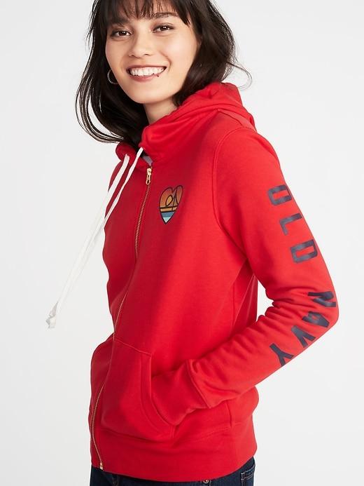 Old Navy Womens Relaxed Logo-graphic Zip Hoodie For Women Vermilion Red Size Xl