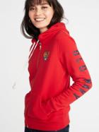 Old Navy Womens Relaxed Logo-graphic Zip Hoodie For Women Vermilion Red Size Xl