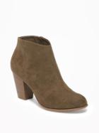 Old Navy Sueded Block Heel Booties For Women - Oregon Trail